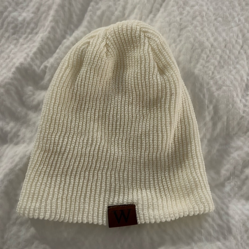Cream colored beanie winter hat